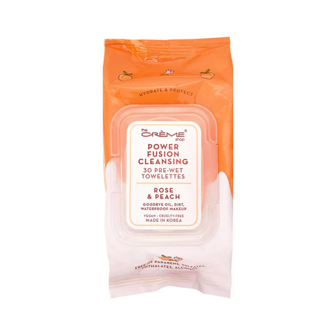 Power Fusion Cleansing Wipes- Rose & Peach- Hydrate